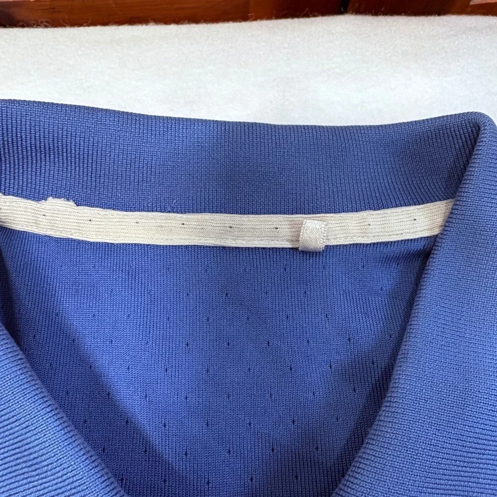 Adidas Mens Blue Striped Golf Polo Shirt Short Sleeve Performance Polyester 4959